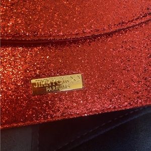 JIMMY CHOO Parfum Red Glitter Clutch Crossbody NWT